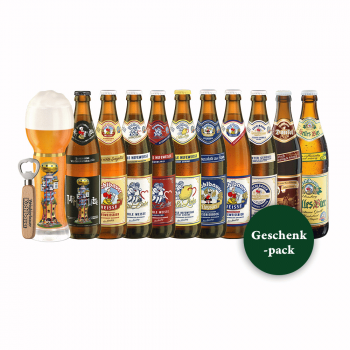 Kuchlbauer Geschenkpack 10x 0,5 ltr. plus Weissbierglas und Holzöffner